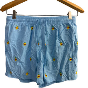 Warren Webber Beachwear Swim Shorts Mens Medium Blue Beach Surf Lemons Embroider